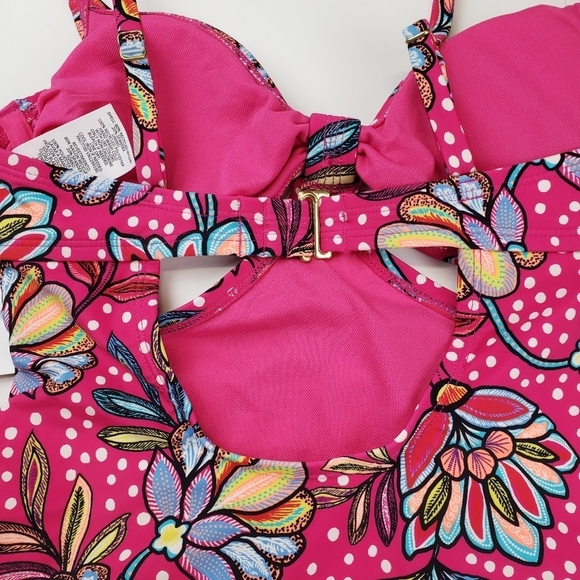 Tabitha Brown x Target Pink Floral Cutout One Piece Swimsuit size XS NEW - Picture 4 of 11